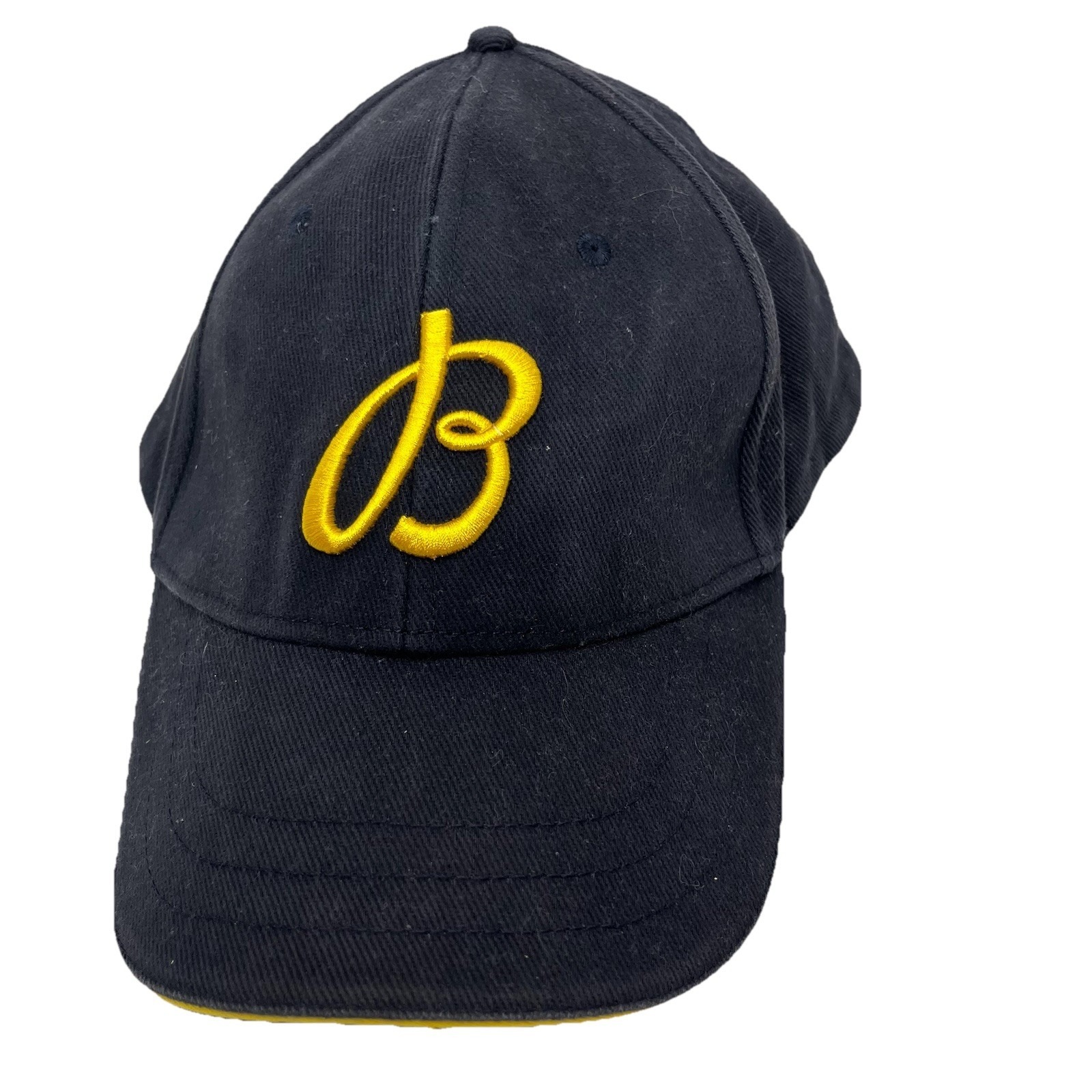 Breitling Hat Cap Strap Back One Size Blue Twill Leather Strap Logo Mens